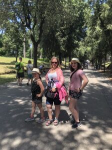 Gluten-Free Traveling Trio Family in Rome heading to Borghese Gallery