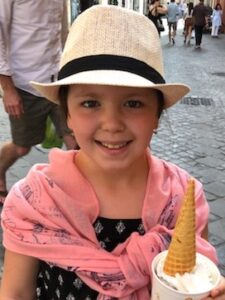 Gluten-Free Traveling Trio Family in Rome eating gelato