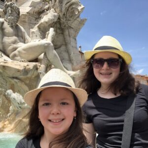 Gluten-Free Traveling Trio Family in Rome by the Trevi Fountain