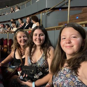 Traveling Trio Family in Opera in Madrid, Spain