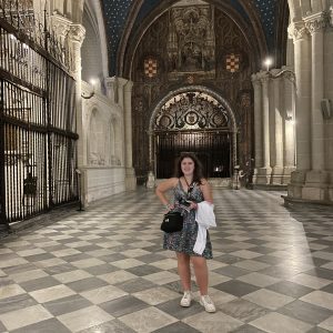 Traveling Trio Family exploring Toledo Cathedral, Spain