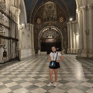 Traveling Trio Family exploring Toledo Cathedral, Spain