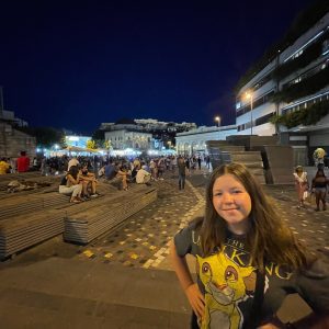 Traveling Trio Family exploring Monastiraki Square in Athens, Greece