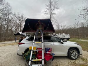 Traveling Trio Family enjoying camping in iKamper.