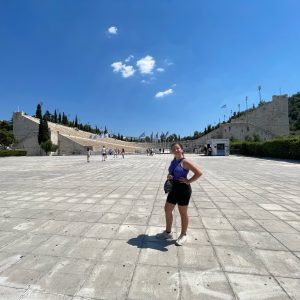 Traveling Trio Family exploring Athens Panathenaic Stadium, Athens, Greece