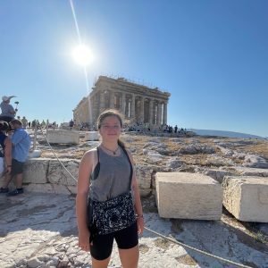 Traveling Trio Family exploring Athens Acropolis, Greece