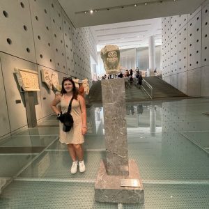 Traveling Trio Family exploring Acropolis Museum, Athens, Greece