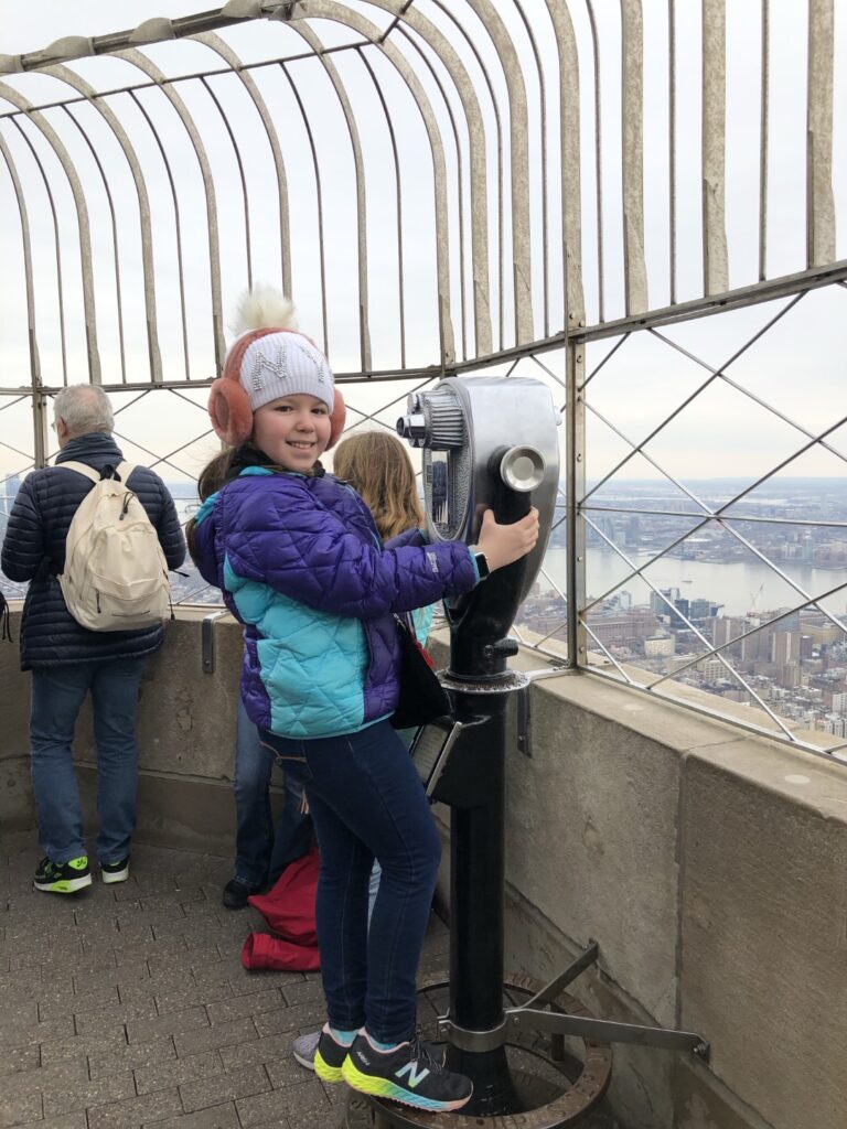 Gluten-Free Traveling Trio Family in New York visiting Empire State Building