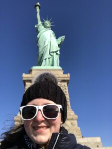 Gluten-Free Traveling Trio Family in New York visiting Statue of Liberty