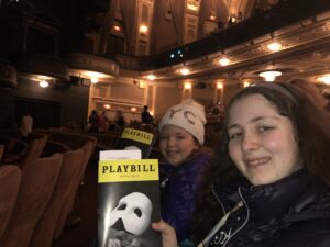 Gluten-Free Traveling Trio Family in New York in theatre to see Phantom of the Opera