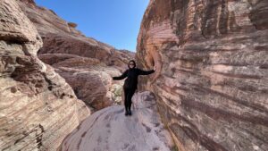 Traveling Trio Family enjoying their time in the Red Rock National Park, Nevada