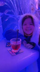 Gluten-free Traveling Family Trio enjoying a mocktail at minus5 ICEBAR in Venetian, Las Vegas, Nevada