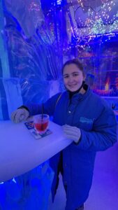 Gluten-free Traveling Family Trio enjoying a mocktail at minus5 ICEBAR in Venetian, Las Vegas, Nevada