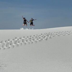 Gluten-Free Traveling Trio Family taking a picture in White Sands National Park, New Mexico