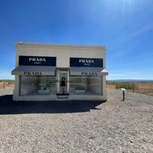 Gluten-Free Traveling Trio Family taking a picture in Prada Marfa, Texas