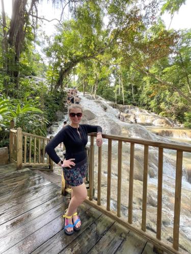 Traveling Trio Family in Dunn's River Falls, Jamaica 